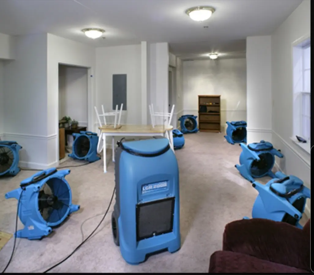 Air movers and dehumidifier setup for Water Damage Restoration in Grantsville